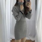Turtleneck Long-sleeve Mini Knit Dress