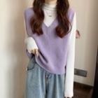 Plain Sweater / Long-sleeve Mock-neck Top