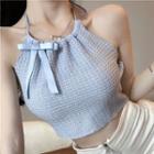 Halter-neck Bow Accent Camisole Top