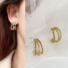 Rhinestone Layered Hoop Earring 1 Pair - As Shown In Figure - One Size