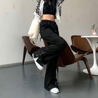 High Waist Lace-up Loose Fit Pants