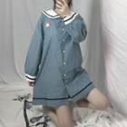 Sailor Long-sleeve Shirt Dress As Shown In Figure - One Size