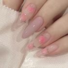 Peach Faux Nail Patch Pink - One Size