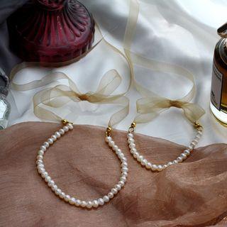 Faux Pearl Ribbon Necklace / Bracelet