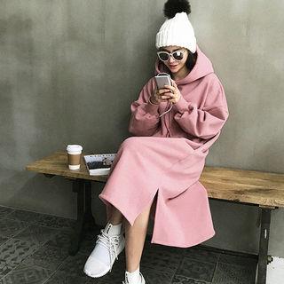 Drop-shoulder Oversized Long Hoodie Dress