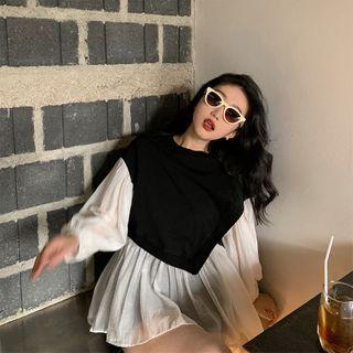 Mock Two-piece Two Tone Blouse