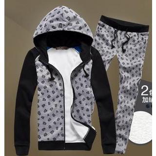 Set: Hooded Print Jacket + Sweatpants