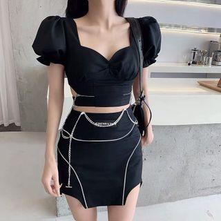 Balloon Short-sleeve Crop Top