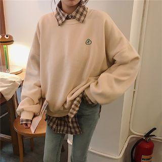 Embroidered Loose Pullover Almond - One Size