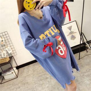 Letter Bow Long-sleeve Dress