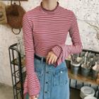 Flared Long-sleeve Striped T-shirt