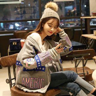 Appliqu  Drop-shoulder Cardigan