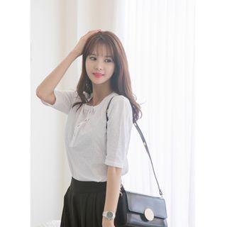 Round-neck Elbow-sleeve Henley