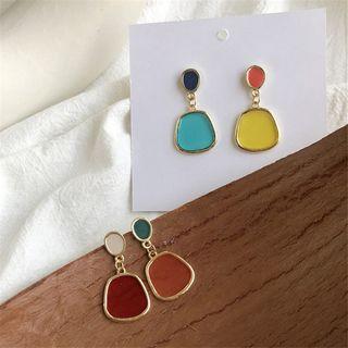 Non-matching Color Disc Dangle Earring