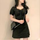 Sweetheart Neckline Short-sleeve Mini A-line Dress