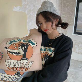 Lettering Cartoon Print Sweatshirt