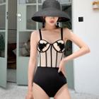 Flower Embroidered Swimsuit / Cover Up