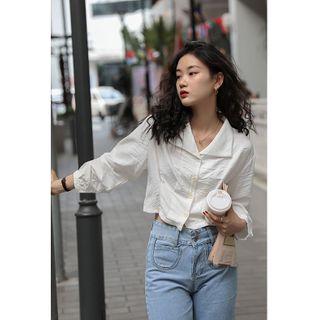 Collared Cropped Blouse