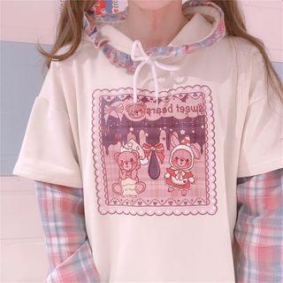 Mock Two Piece Hoodie Almond - One Size