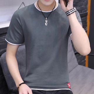 Mock Two-piece Short-sleeve T-shirt / Letter Raglan T-shirt / Set