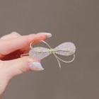 Bow Rhinestone Alloy Hair Clip Pink - One Size