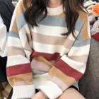 Striped Sweater / Mini A-line Skirt / Set