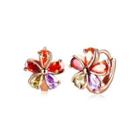 Elegant And Fashion Plated Rose Gold Flower Stud Earrings With Cubic Zircon Rose Gold - One Size