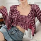 Plaid Tube Top / Button-up Light Jacket
