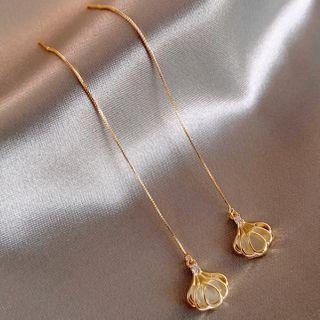 Shell Dangle Threader Earring 1 Pair - Gold & White - One Size