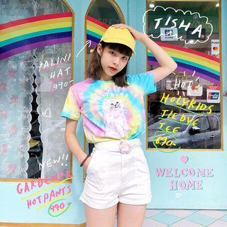 Short-sleeve Cat Print T-shirt As Shown In Figure - One Size