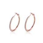 Fashion Simple Plated Rose Gold Geometric Round Cubic Zircon Earrings Rose Gold - One Size