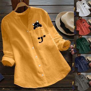 3/4-sleeve Cat Shirt