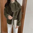 Long-sleeve Single Breasted Plain Coat Vintage Green - One Size