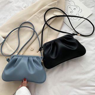 Faux Leather Clipframe Shoulder Bag