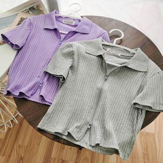 Plain Zipper Cropped Top