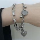 Heart & Chain Layered Bracelet E439 - As Shown In Figure - One Size