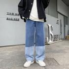 High-waist Loose Fit Color Block Jeans