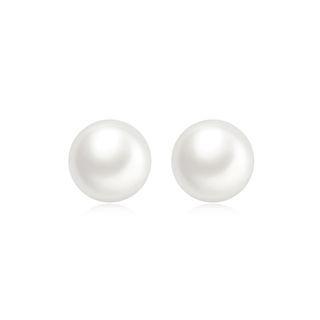Sterling Silver Simple Elegant Geometric Round Imitation Pearl Stud Earrings 10mm Silver - One Size