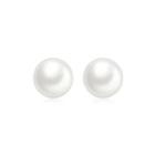 Sterling Silver Simple Elegant Geometric Round Imitation Pearl Stud Earrings 10mm Silver - One Size