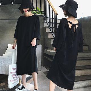 Long-sleeve Tie-back T-shirt Dress