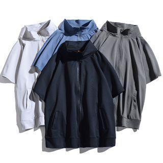 Short-sleeve Zip-up Mock-neck Jacket