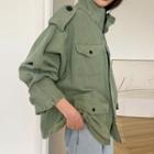 Drop-shoulder Field Jacket Khaki - One Size