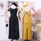 Open Ribbon-back Wide-lg Jumper Pants