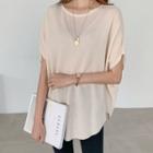 Batwing-sleeve Round-hem Knit Top