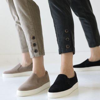 Button-hem Tapered Corduroy Pants