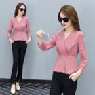 Gingham Gather-waist Blouse