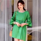 3/4-sleeve Empire-waist Mini Dress