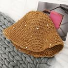 Faux Pearl Knit Bucket Hat Khaki - M