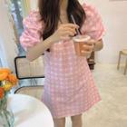 Puff-sleeve Floral Print Mini Dress As Shown In Figure - One Size