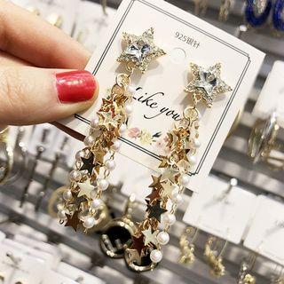 Rhinestone Star Faux Pearl Dangle Earring As Shown In Figure - One Size